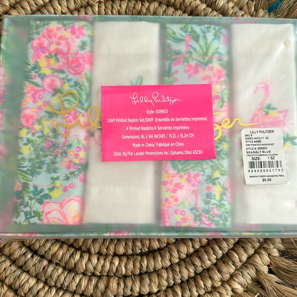 Lily Pulitzer set of 4 Flamingo Print Cloth Napkins